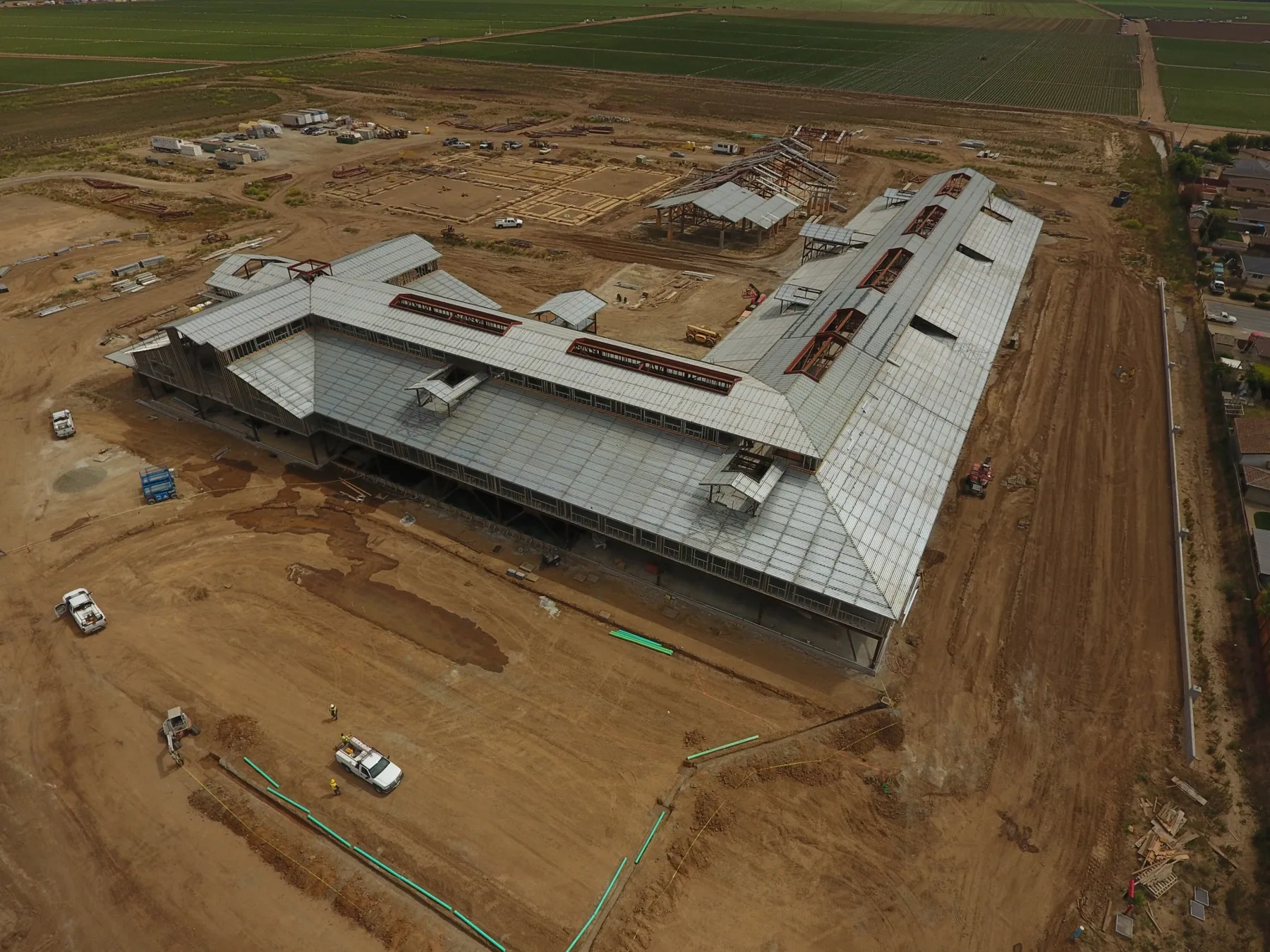 Rancho San Juan High School — aerial view of roof construction
