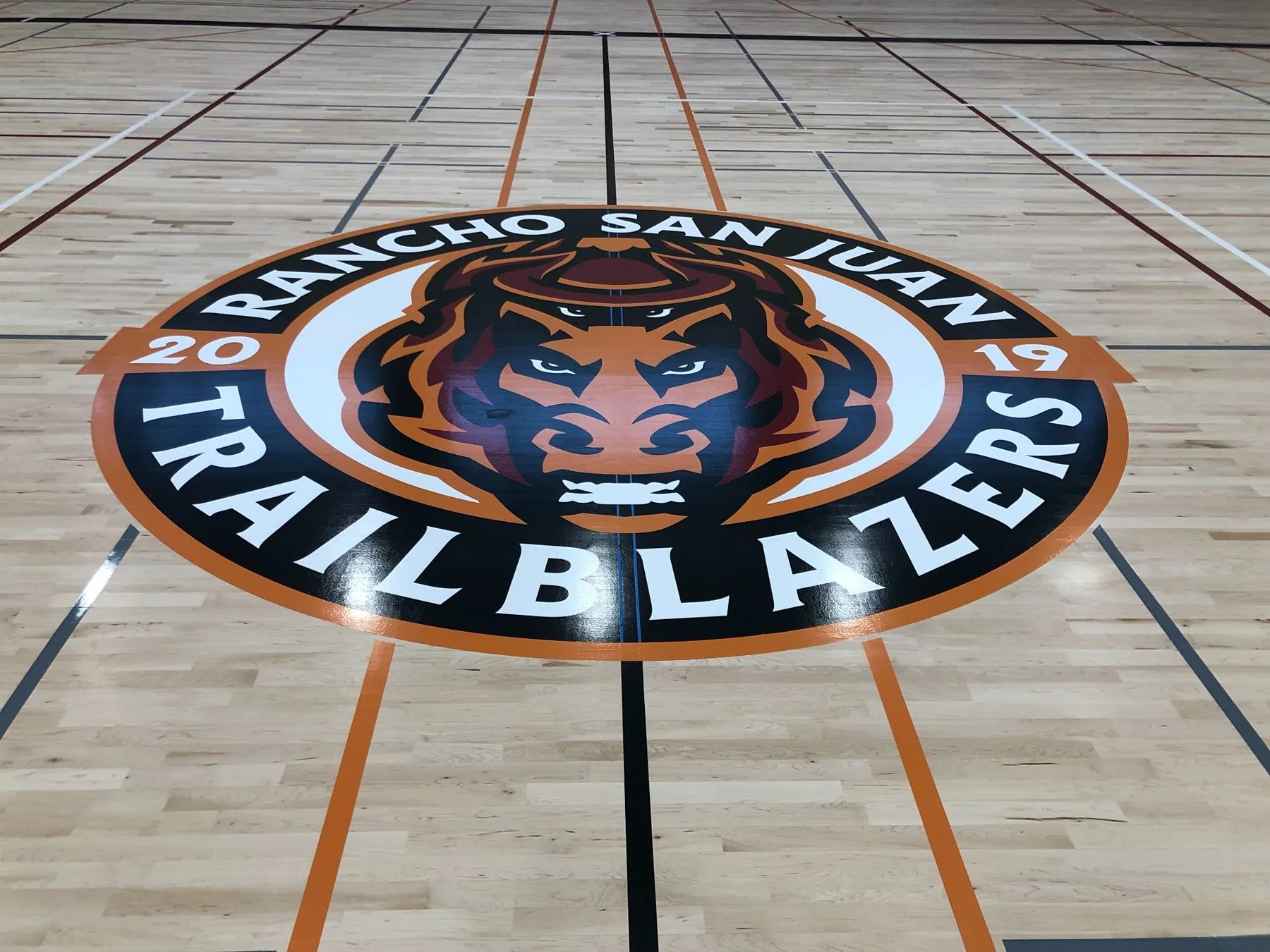 Rancho San Juan High School — trailblazers gym floor detail